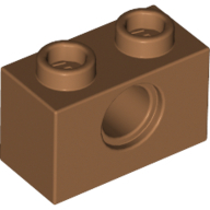 Lego kostka s otvorem (kostička s dírou) 1x2, tělová tmavší (6192920)